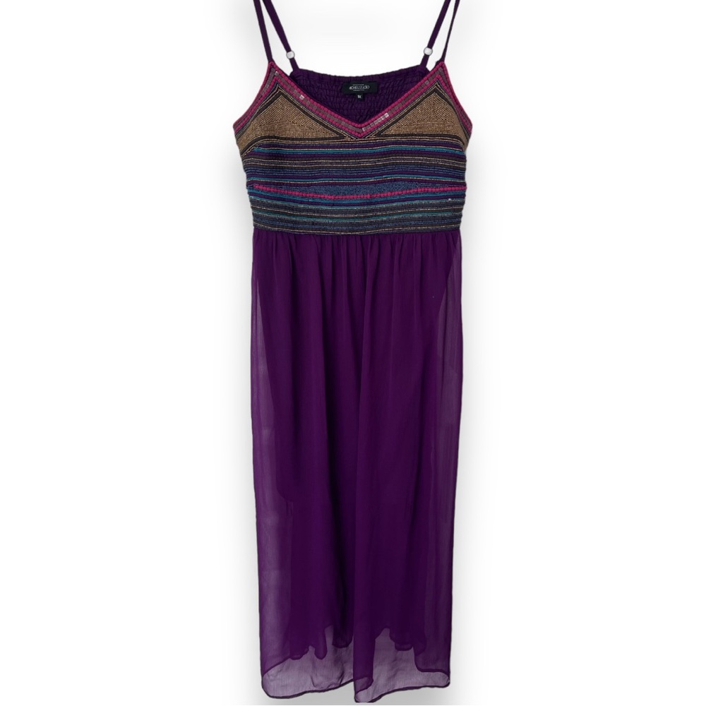 Michel Studio Collection: Formal Beaded Flowy Maxi Dress